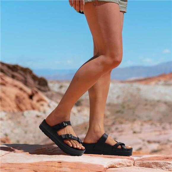 Women's Platform Sandals with Arch Support Comfortable Foam Slides Lightweight - Picture 2 of 7